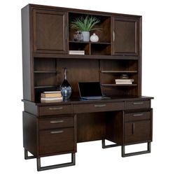 DARK WALNUT FINISH CREDENZA HUTCH HOME OFFICE PIECES HOME DECOR ACCENTS