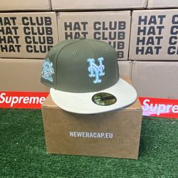 Exclusive SOLD OUT NY NEW YORK METS 59fifty New Era 2 Two Tone Fitted Green With Off  White Brim with Teal UV Not Hat Club Comes With Pin side patch  
