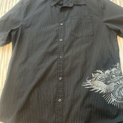 Black Y2K Button Up