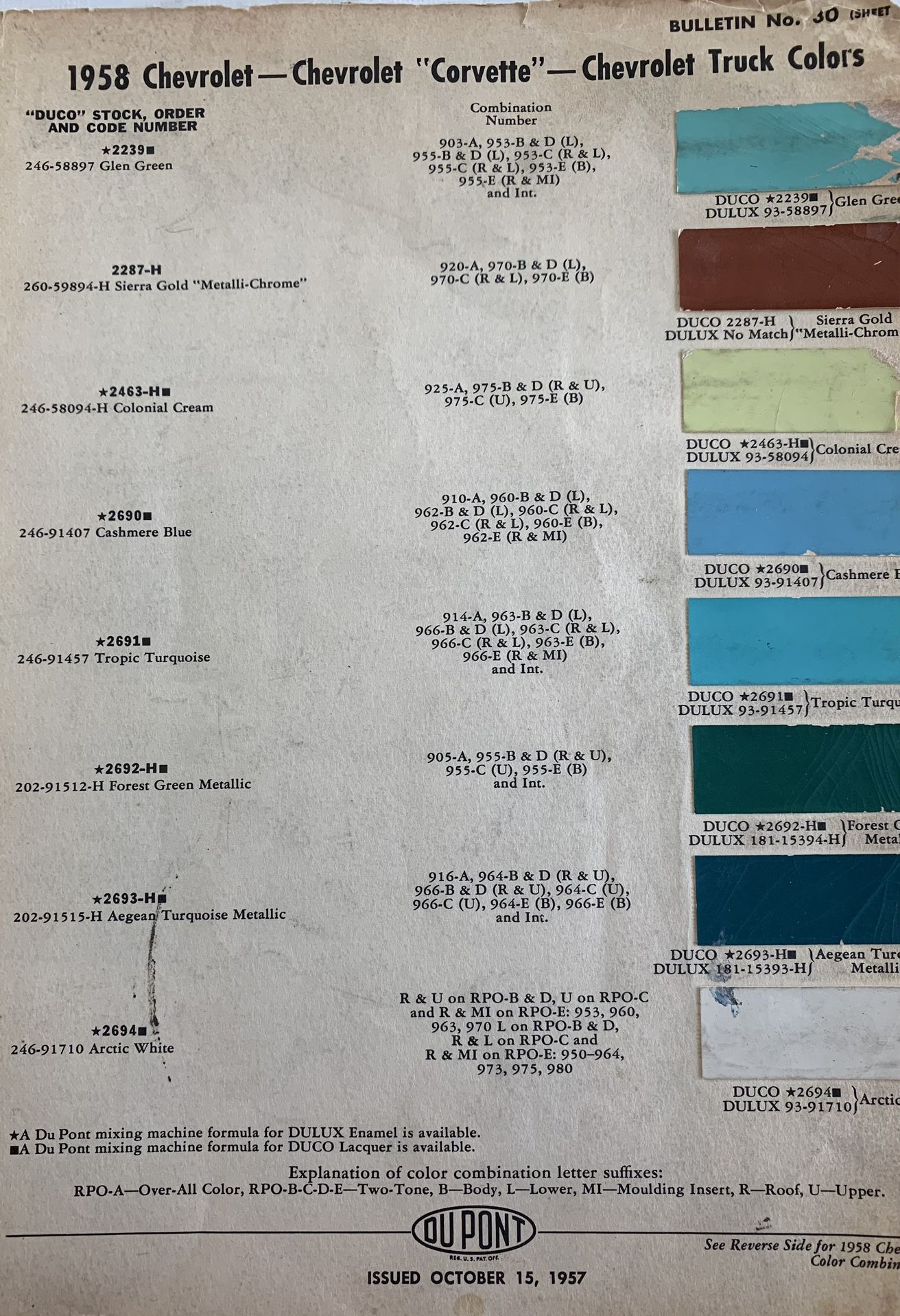 1958 Chevrolet-Corvette- Truck Colors Bulletin No.30(sheet1)