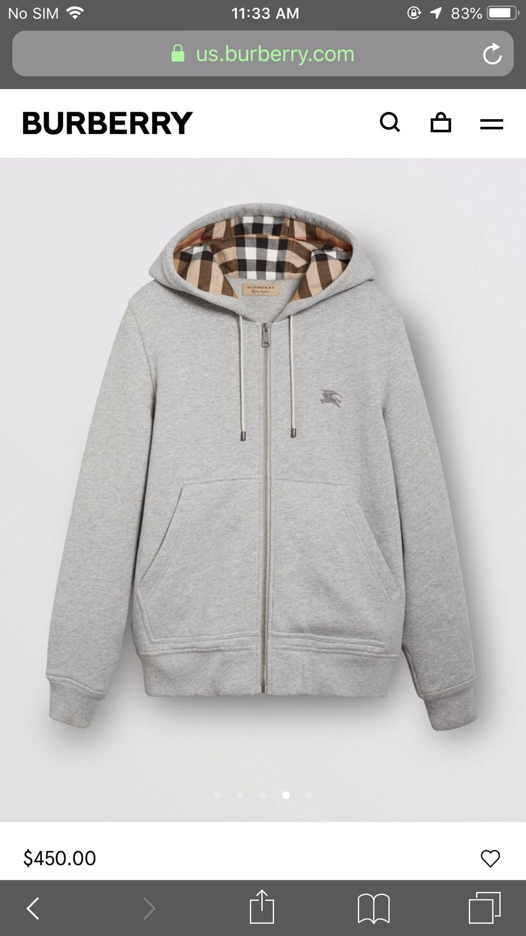 Burberry hoodie Size XL double zipper