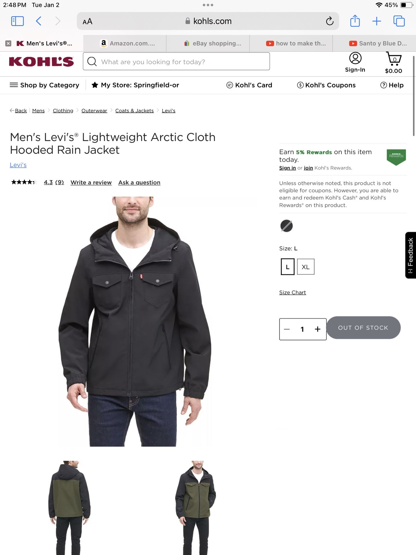 2 Levi’s Men’s Jacket Black And Navy Blue Sz M