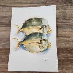 Watercolor ,fish,10x14"