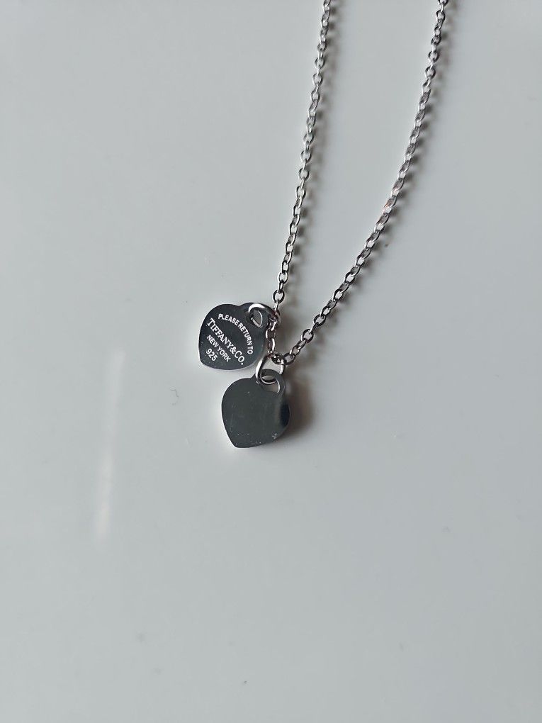 Double Mini Silver Heart Luxury  Necklace