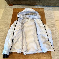 Nautica Women's Stretch Puffer Detachable Hood Fleece Jacket size Large 