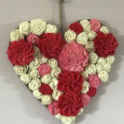 Heart Made With Wood Flowers