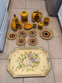 Vintage  Ceramic Kitchen Set and Decorative Tray