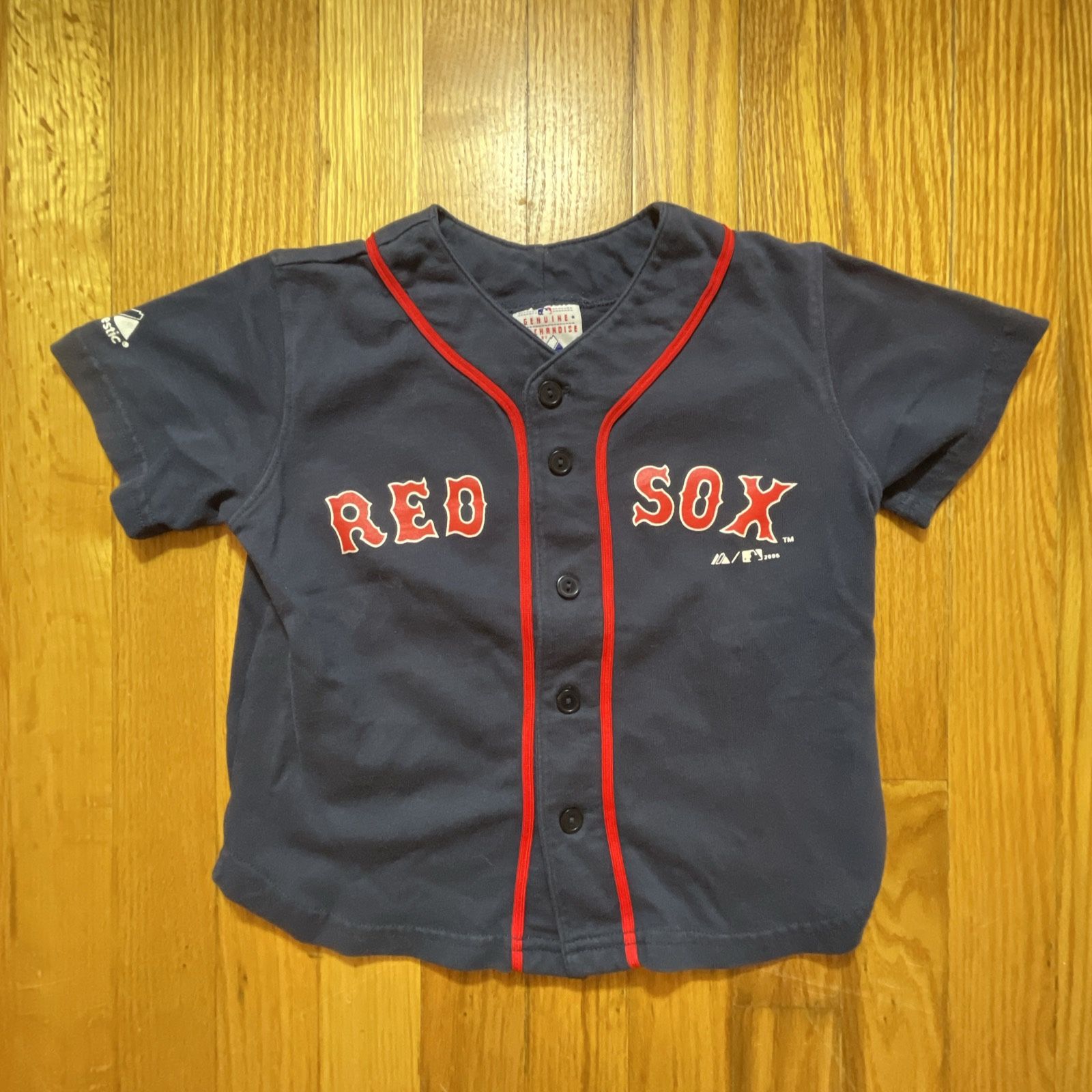 BOSTON RED SOX SIZE 4T TODDLER JERSEY MLB Baseball BABY KIDS BUTTON UP - BLUE