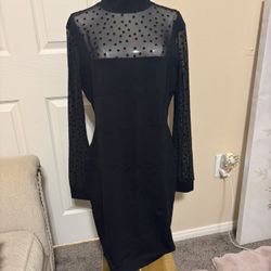 Black Long Sleeve Mid Dress 