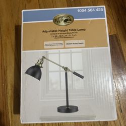 19.75 in. Matte Black and Antique Brass Industrial Balance Desk Lamp