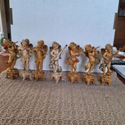 Set of 7 FONTANINI ITALIAN Cherub Angel Musician Figurines