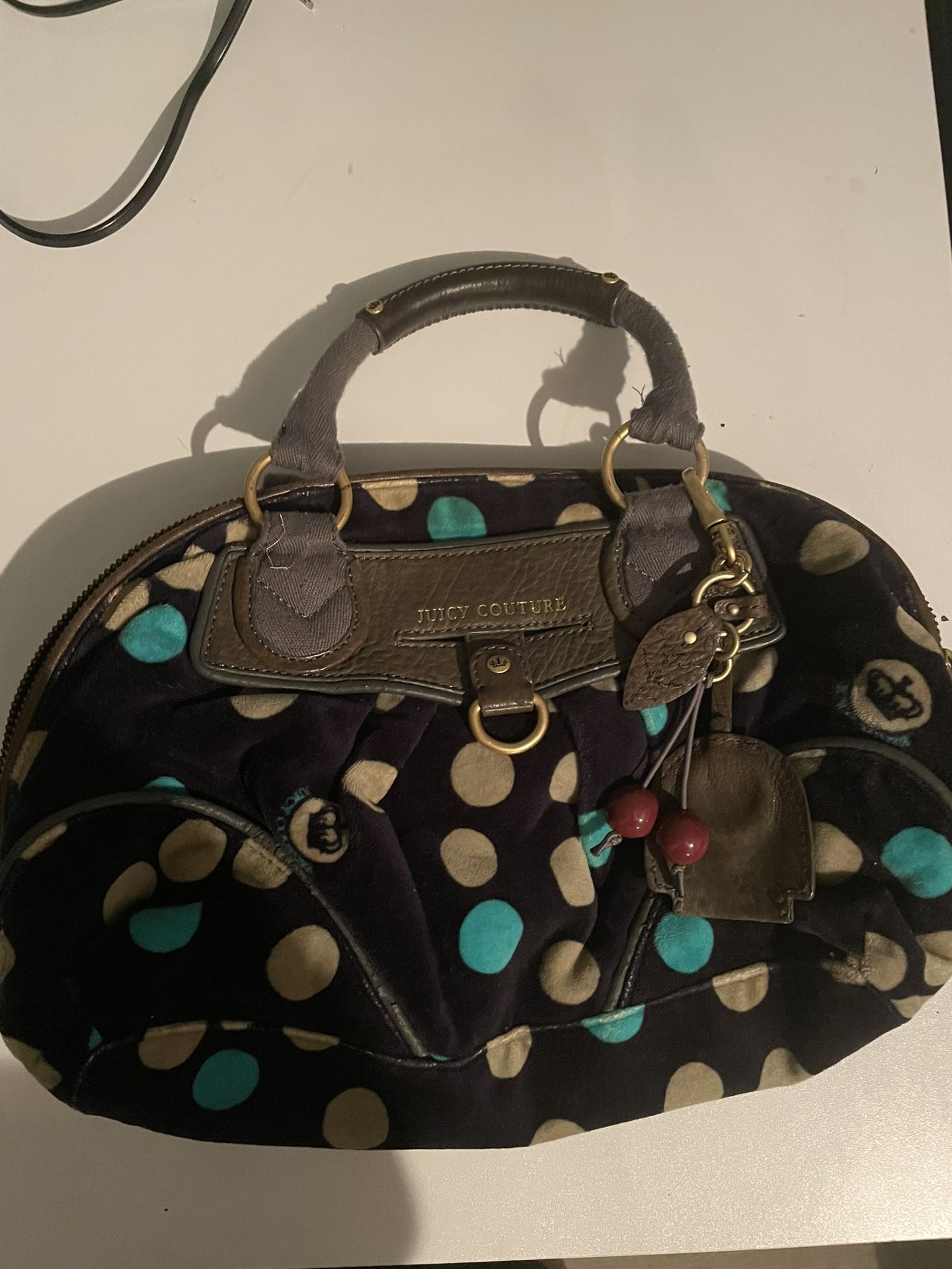 RARE vintage juicy couture polka dot velour daydreamer bag