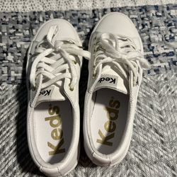 Almost New White Leather Keds