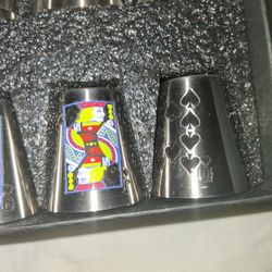 Metal Playing Card Shot Glasses And Metal Opener