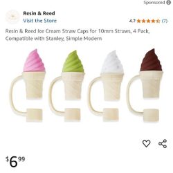 New In Package. Pack Of 4 ICE 🍦 Cream Cone Straw Toppers. THEY FIT ON OTHER CUP* BESIDES STANLEY CUPS CASH PICKUP ONLY 