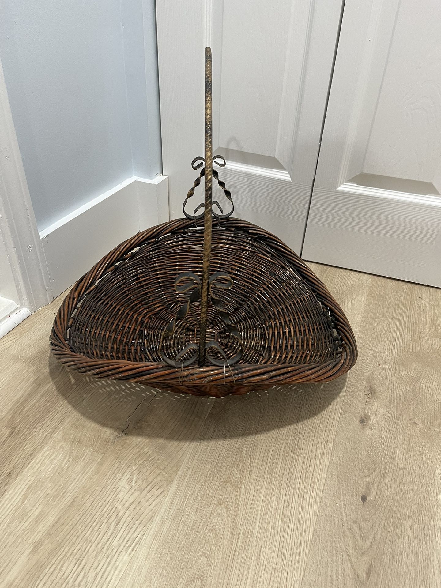 Wicker And Metal Basket 