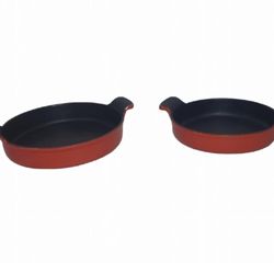 Country Cottage by Ultrex Set Of 2 Cast Iron Round Red Medium & Small