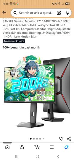 SANSUI 27" 1440P 200Hz Gaming Monitor
