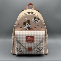 Loungefly Disney Minnie Mouse Loves Mickey Mouse Love Letter Backpack Coin Purse 