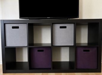 Wooden Bookcase/BookShelves + Storage Bins Included