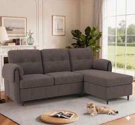 3 Seater L-Shaped Sofa Couch, Modular Sectional Couch with Storage Chaise, Lounge Sectional Sofas with Linen Fabric, Small Couches for Apartment, Livi