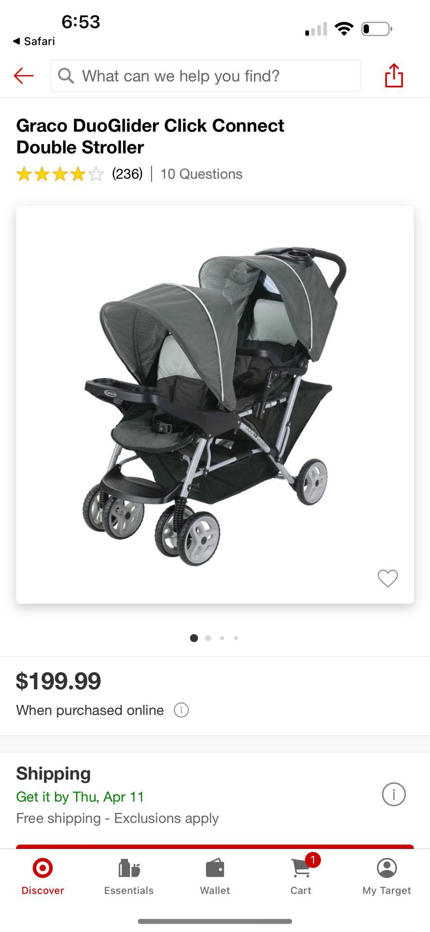 Graco Double Stroller Duo Glider 