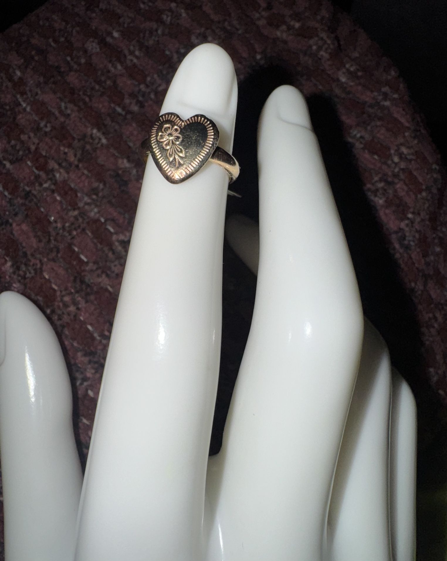 Vintage Gold Baby's Ring with Etched Design