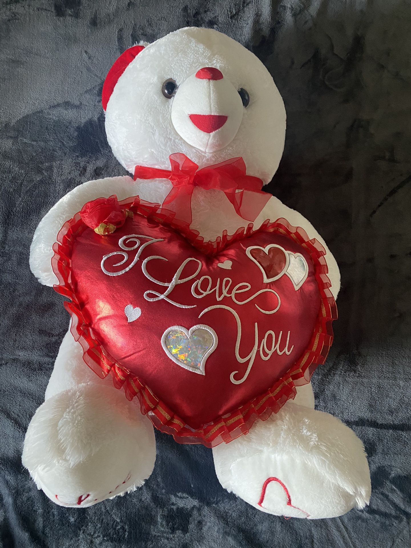 Big I Love You Stuffed White Bear