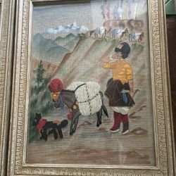 Vintage Mongolian Textile Art Applique