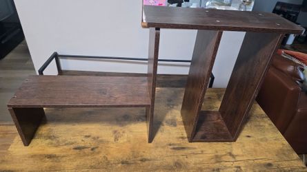 This rustic brown wooden desk organizer features a versatile S-shaped design that can be adjusted to different https://offerup.com/redirect/?o=Y29uZml