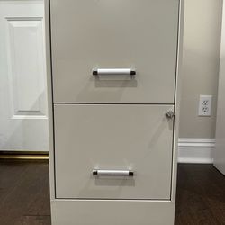 2-Drawer Filing Cabinet – Locking Drawer w/ Key – Compact & Clean