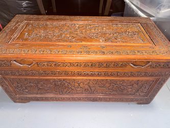 Antique Hand-Carved Chinese Camphor Wood Chest (1930s–1950s)