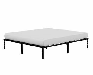 New-Metal Bed Frame,Queen Size Bed Frame with Storage Space,Heavy Duty Sturdy Mattress Foundation,Easy Assembly,No Box Spring Needed, Black,14 Inch,Qu