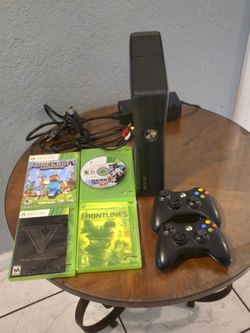 Microsoft Xbox 360 S Console Bundle with 2 Controllers and 4 Games. Minecraft, GTA