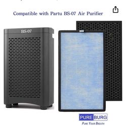 PUREBURG Replacement True HEPA Filters Compatible with Partu BS-07 Air Purifier, 4-Stage Filtration High-efficiency Activated carbon,2-Pack