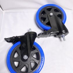 6 inch Casters Heavy Duty Swivel Threaded Stem Caster Wheels with 3/8"-16 x 1 Dual Locking Wheel with Brakes Pack of 2 for Workbench Furniture Carts L