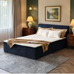 Boneless queen bed with headboard