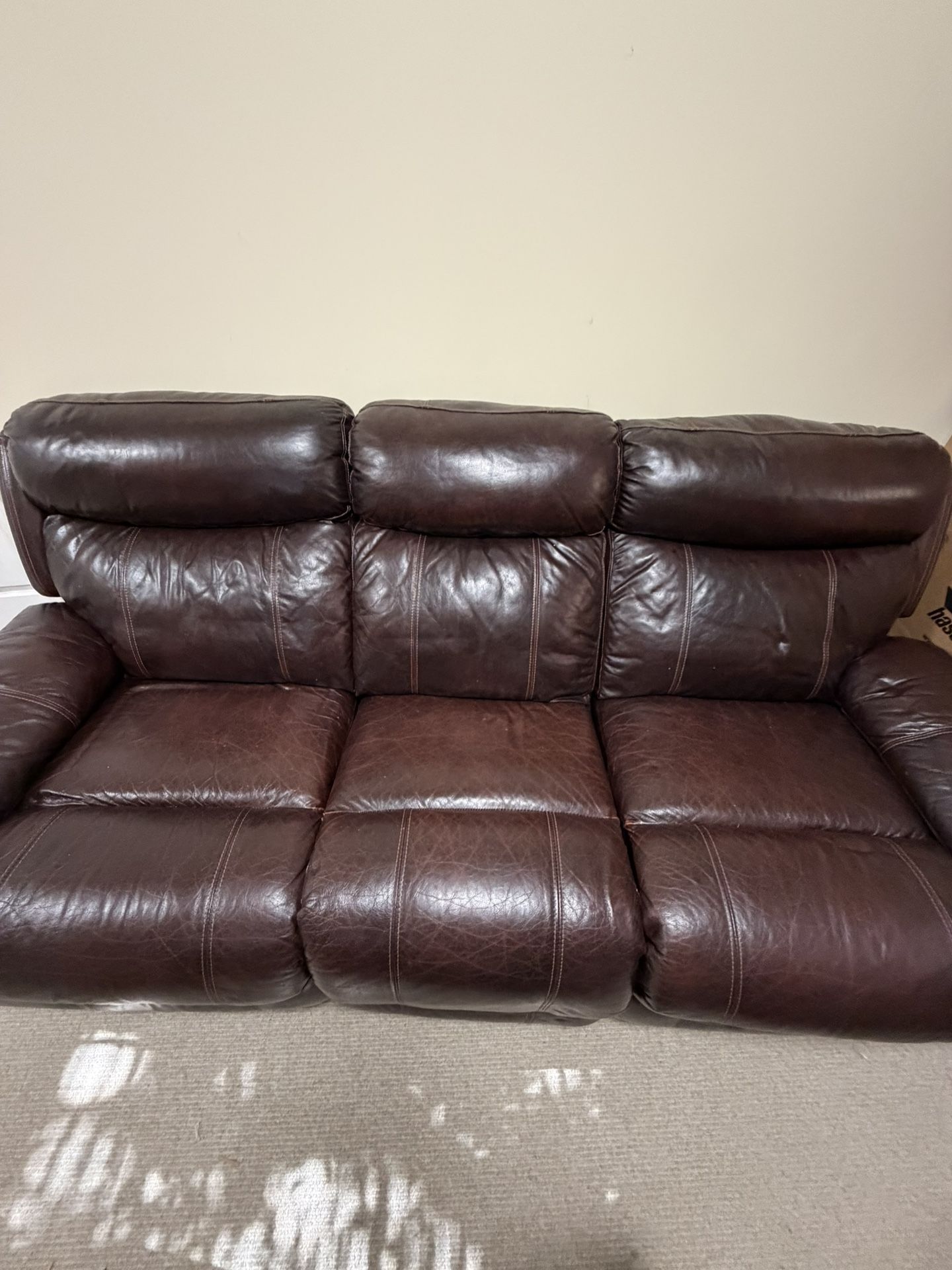 Reclining Leather Sofa Gental Used