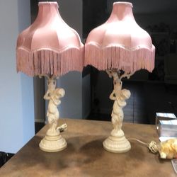 Porcelain cherub lamps