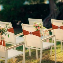 VitalCozy 100 Pcs Spandex Chair Sashes With Heart Shaped Buckle Slider Stretch