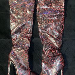 Snakeskin Long Thigh Boots