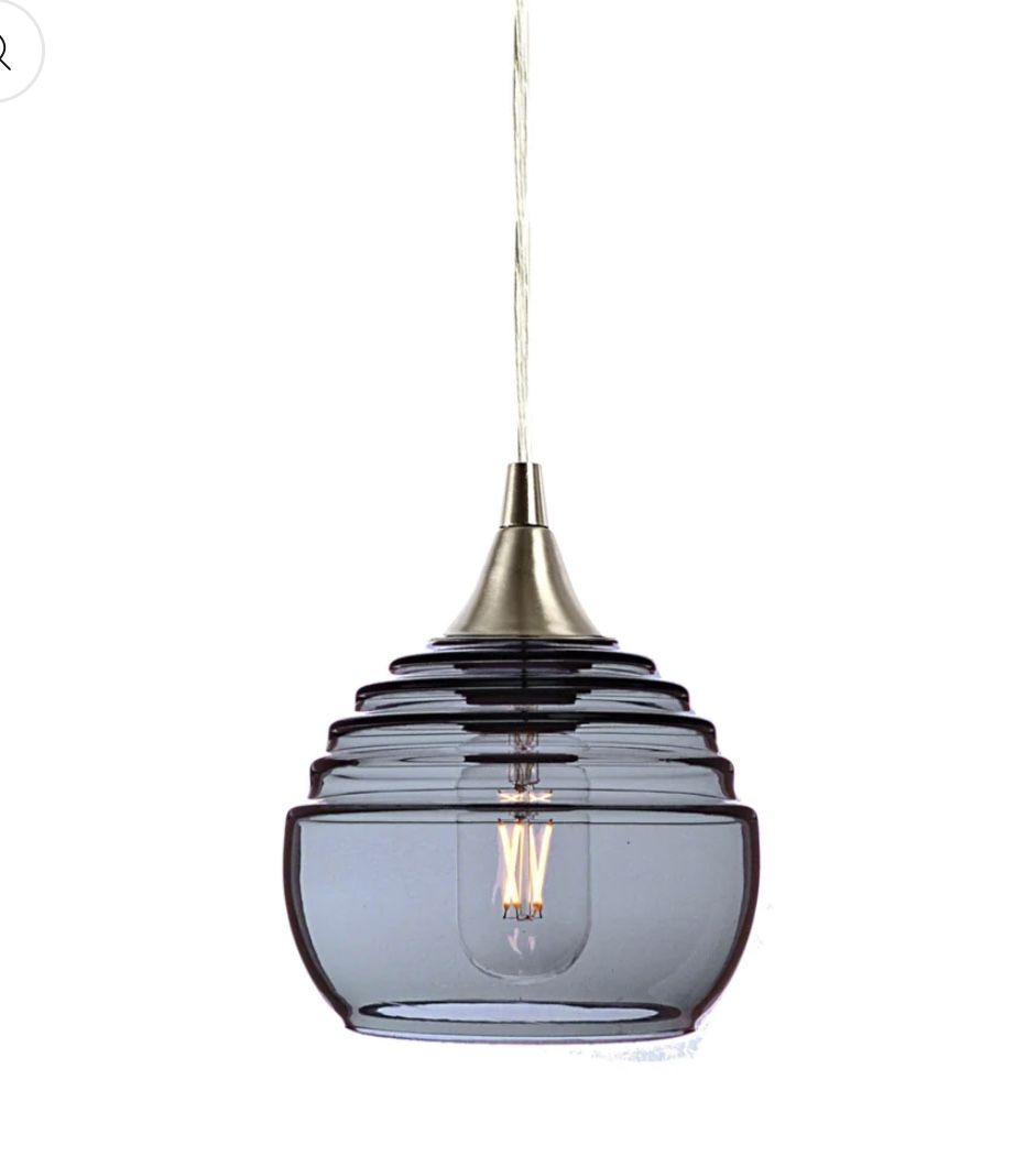 Pair Of Grey Glass Pendant Lights Brand New!