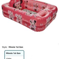 Disney Minnie Mouse Air-Filled Cushion Bath Tub - Free-Standing, Blow up, Portable, Inflatable, Safe Bathing, Baby Bathtub, Toddler Bathtub