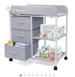 Baby Changing Table, Portable Changing Table, Diaper Changing Station with Waterproof Pad, Changing Table Dresser with 3 Storage Baskets, Mobile Nurse