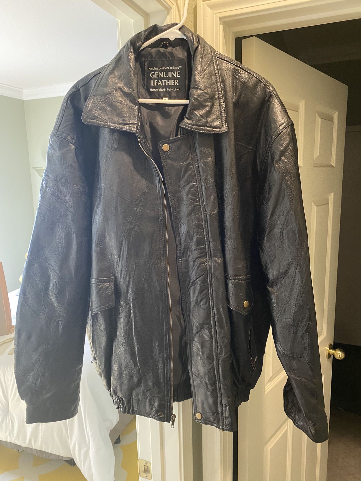 Genuine Leather Biker Style Jacket-Size 3X