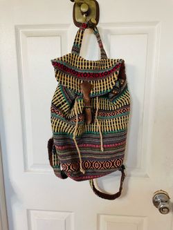 Woven Bohemian Drawstring Backpack