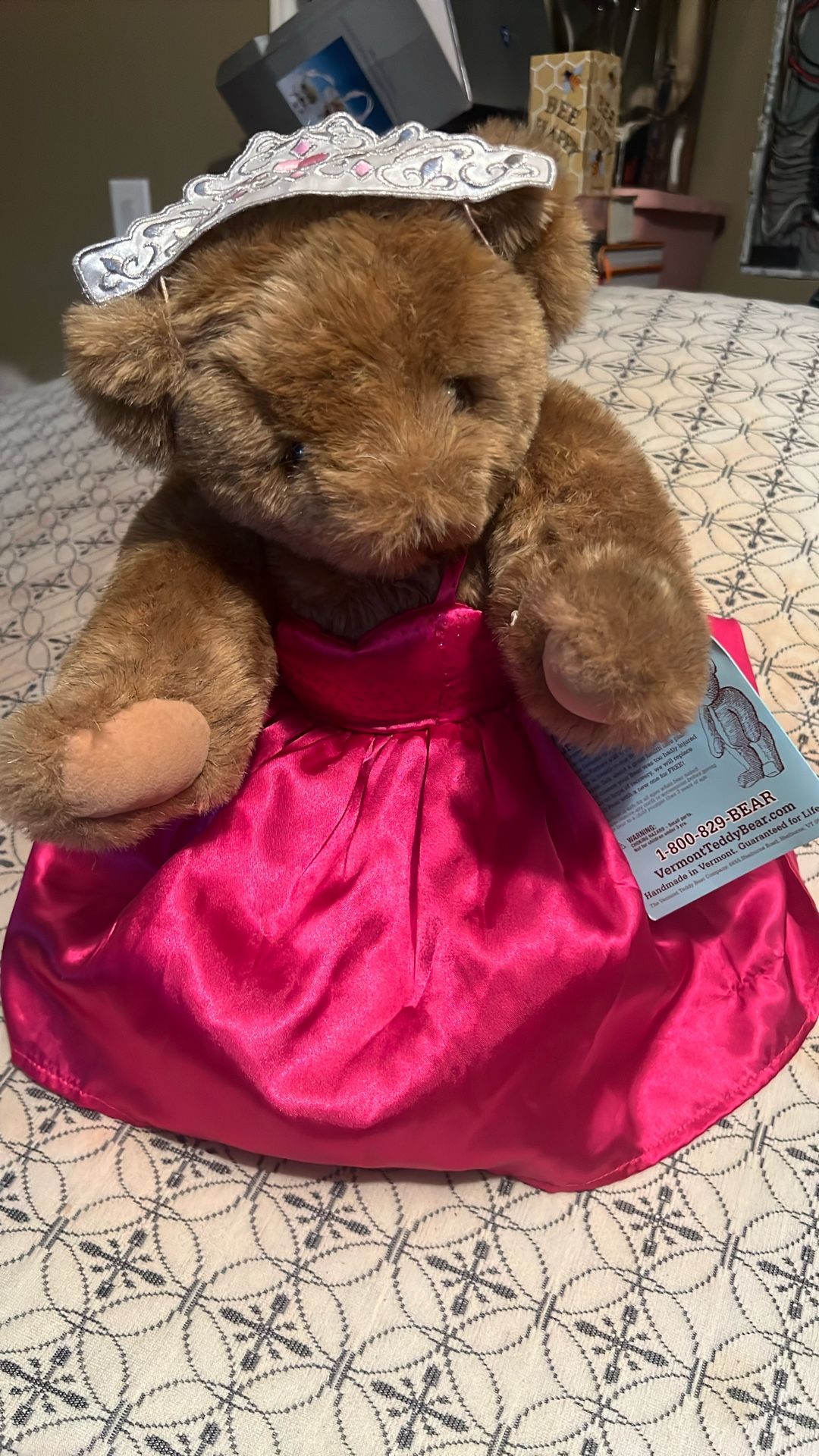 Vermont Teddy Bear Number 1 Satin Pink Dress