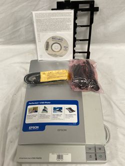 Epson Perfection V100 Photo Flatbed Scanner w/ Film Holder & Accessories