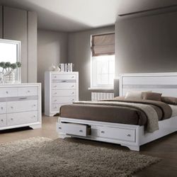Brand New White 4pc Queen Bedroom Set (Available In Eastern King)