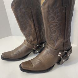 Stetson Outlaw Harness Men’s Size 10 D Handmade Leather Cowboy Western Boots, Brown